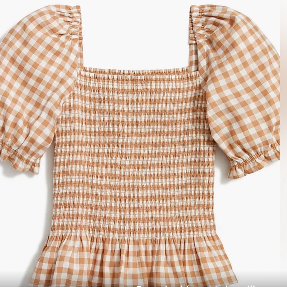 J. Crew Tan Gingham Blouse NWOT Sz 2X